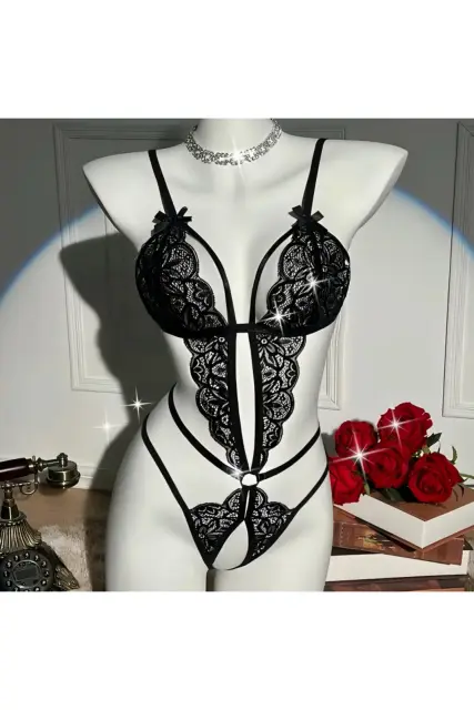 Kadın Siyah Dantel Babydoll — görsel 3
