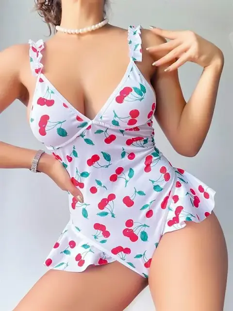 Vişne Desenli Fantezi Body — görsel 3