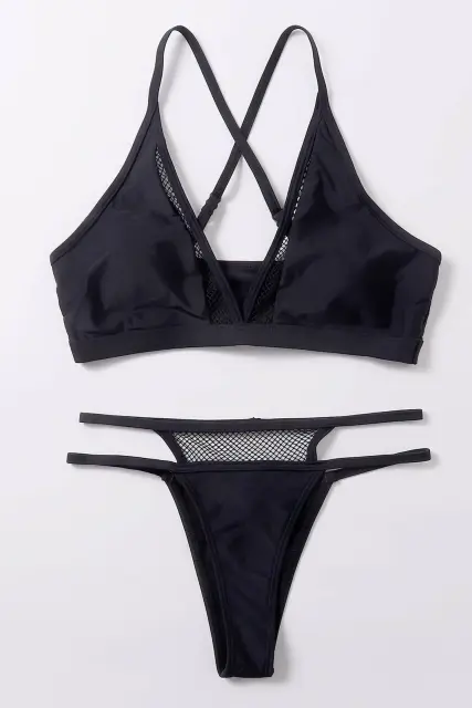Kadın Siyah File Detaylı Özel Bikini Takımı — görsel 5