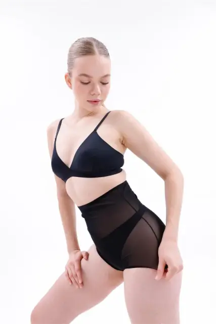 Siyah Lazer Kesim Tül Toparlayıcı Slip Hayalet Külot Korse — görsel 6