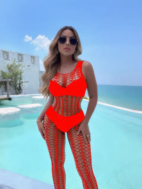 Seksi File Çorap - Ultra Esnek Büyük Beden - Kırmızı - Party Koleksiyonu — görsel 2