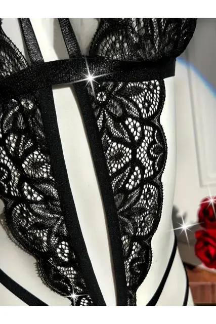 Kadın Siyah Dantel Babydoll — görsel 4