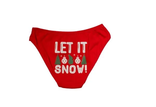 Kırmızı Yılbaşı Desenli Let It Snow Pamuklu Külot — görsel 1