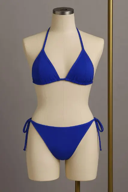 Kadın Mavi Yandan ve Boyundan Bağlamalı Bikini Mayo Takımı — görsel 2