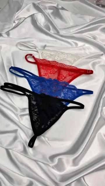 Kadın Siyah Transparan Dantel Tanga Külot — görsel 5