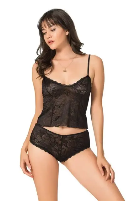Siyah Jakarlı Babydoll Şort Takımı — görsel 1