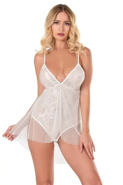 Ekru Jakarlı Bodysuit Gecelik — görsel 1