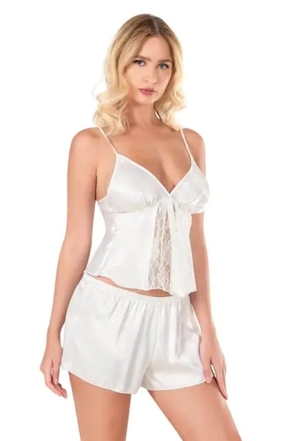 Ekru Saten Babydoll Şort Takımı — görsel 1