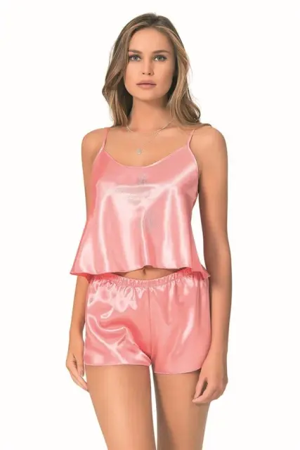 Mercan Saten Babydoll Şort Takımı — görsel 1