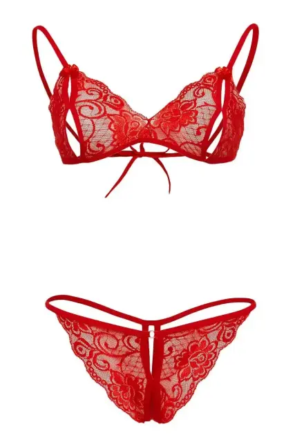Kırmızı Dantelli Fantazi Sütyen ve G-String Takım TM2048 — görsel 3