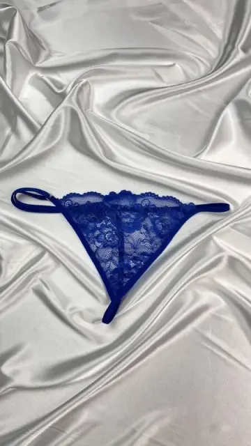 Kadın Mavi Transparan Dantel Tanga Külot — görsel 1