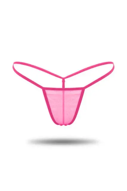 Kadın Pembe Tül Detaylı Tanga Külot — görsel 1