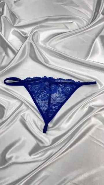 Kadın Mavi Transparan Dantel Tanga Külot — görsel 2