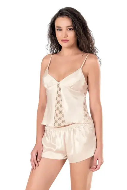 Fildişi Saten Babydoll Şort Takımı — görsel 2