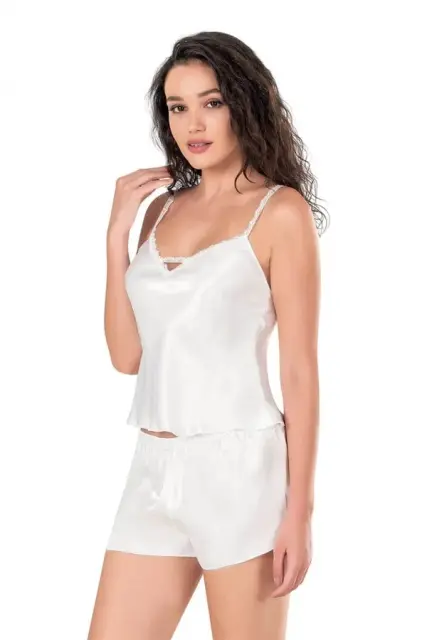 Ekru Saten Babydoll Şort Takımı — görsel 2