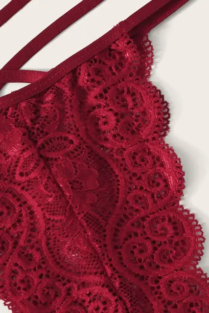Kadın Bordo Dantel Sütyen Külot Takımı H110346 — görsel 3