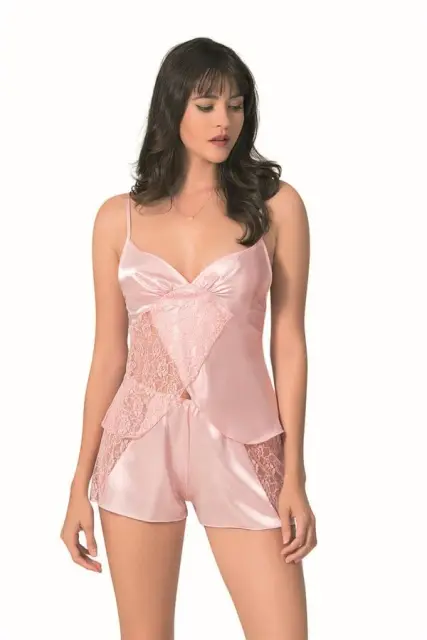 Somon Saten Babydoll Şort Takımı — görsel 1